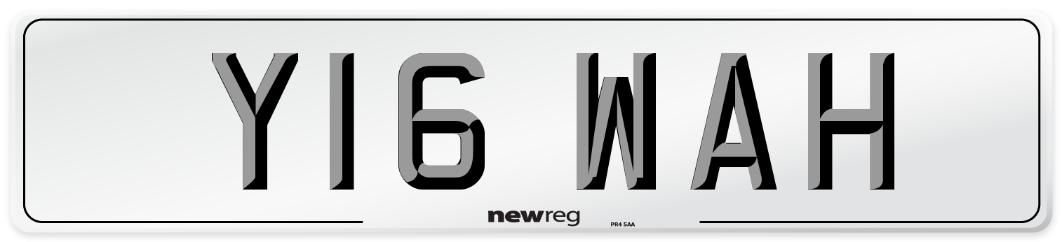 Y16 WAH Number Plate from New Reg